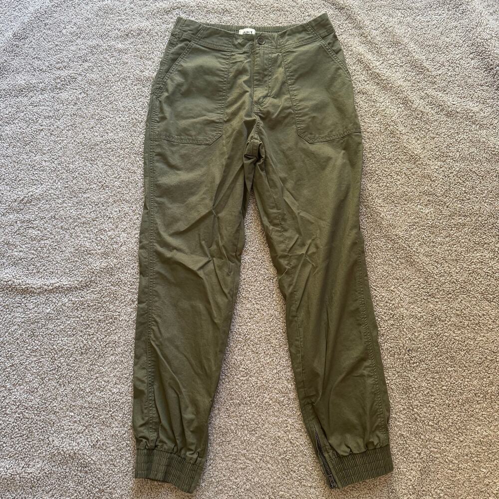 Pact Women’s Organic Cotton Button Up Olive Green Joggers Size Small